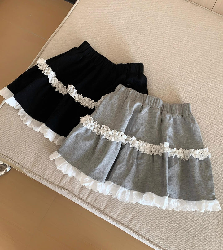 Jirai Kei Cake SKirt with White Ruffled Lace 42897:758766