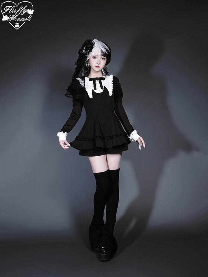 Jirai Kei Dress Set Puritan Collar Dress And Shorts Setup 40752:677256