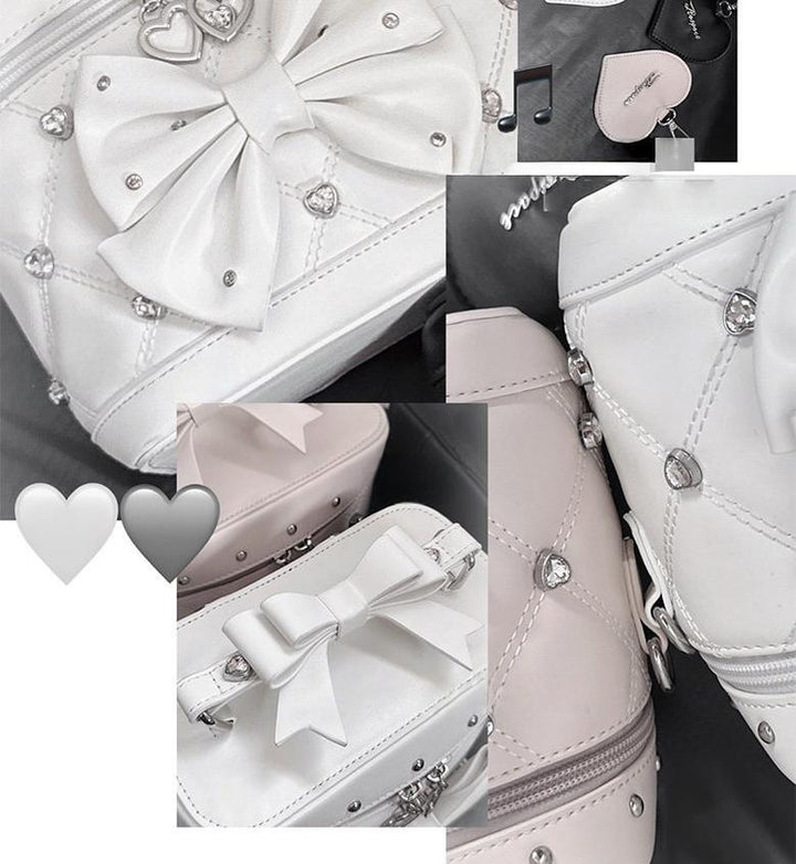 Rhinestone Boxy Handbag, Detachable Crossbody Strap 44768:850670