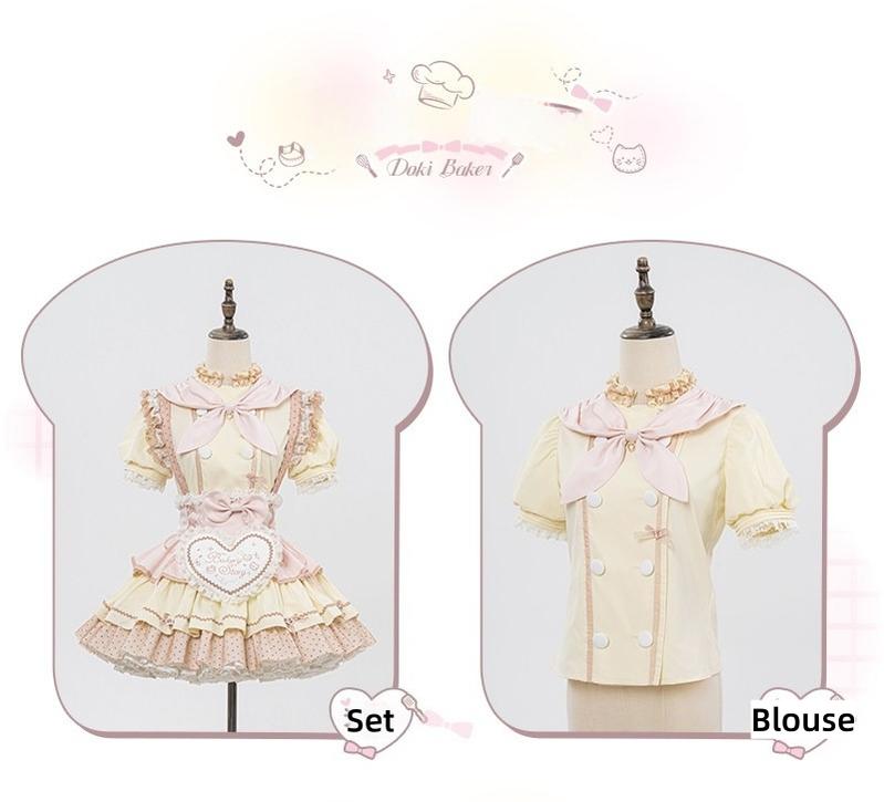 Kawaii Lolita Baker-Inspired Blouse, Suspender Skirt 44466:809209