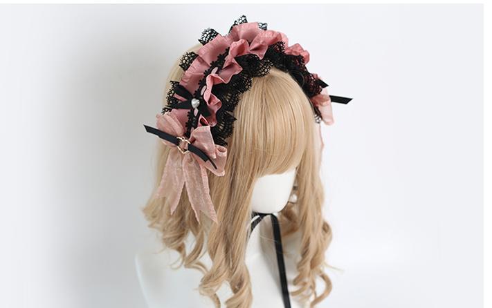 Jirai Kei Black Pink Headband Hat Hair Accessories 22532:322688 22532:322688