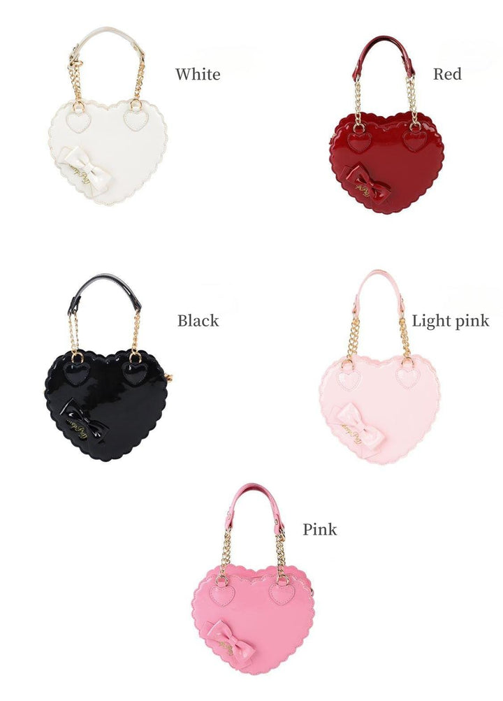 Sweet Lolita Bag Cute Heart Shaped Scalloped Bow Handbag 40326:656100