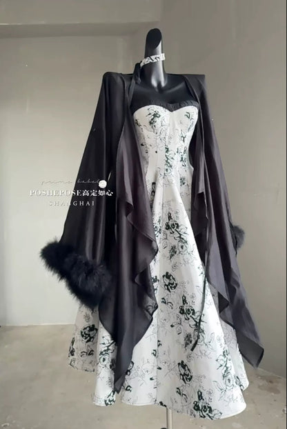 Elegant Corset Dress Strapless Brocade Satin Dress Sun-protection (2XL L M S XL XS) 36390:548898