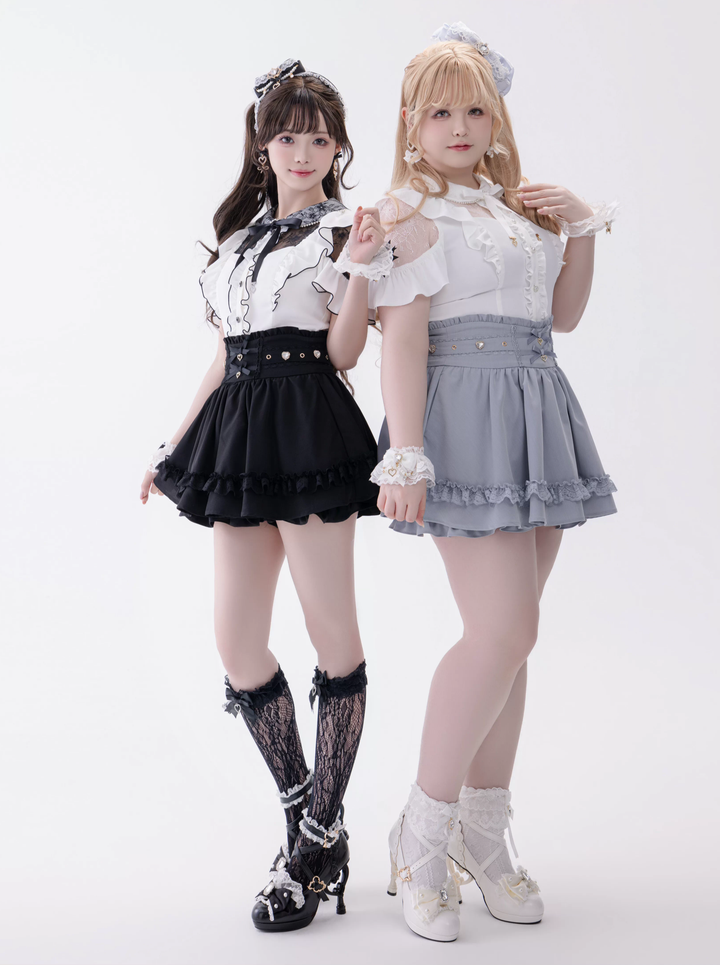 Jirai Kei High Waist Skirt, Built-in Safety Shorts 45720:860429