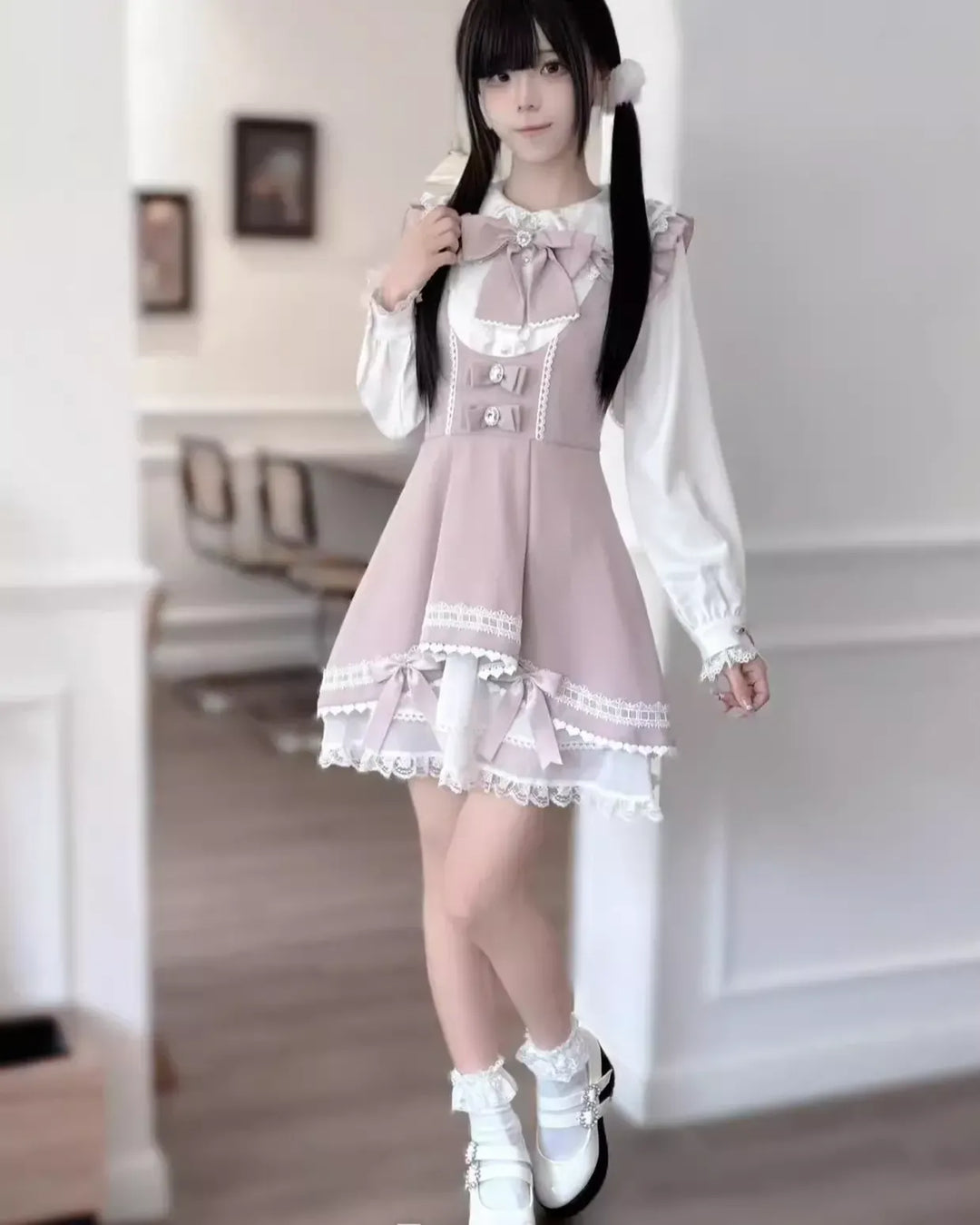 Jirai Kei Dress Set Bunny Ear Blouse Suspender Skirt Set 41440:699190