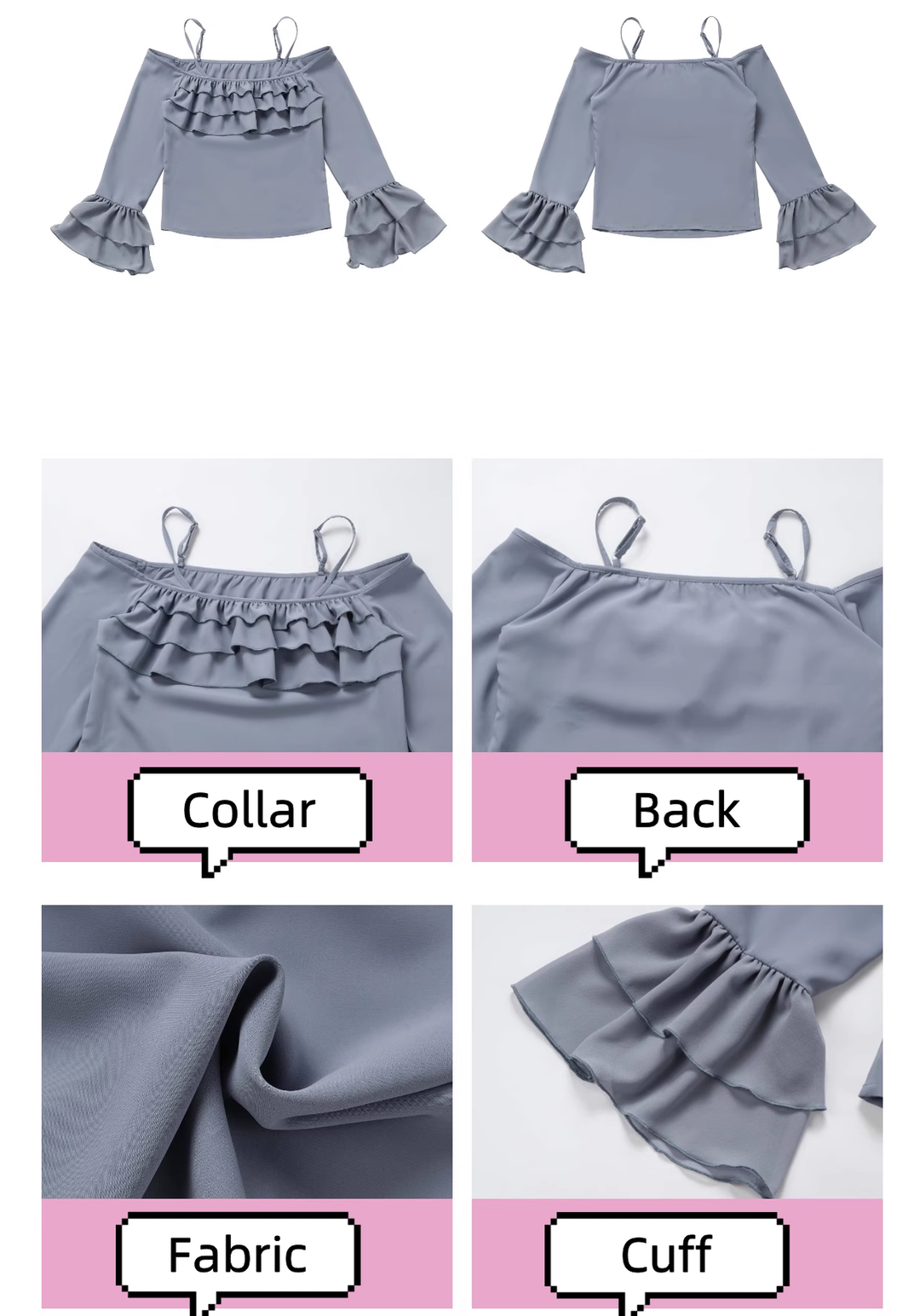 Elegant Outfit Set Chiffon Blouse Suspender Skirt Set 40238:663560