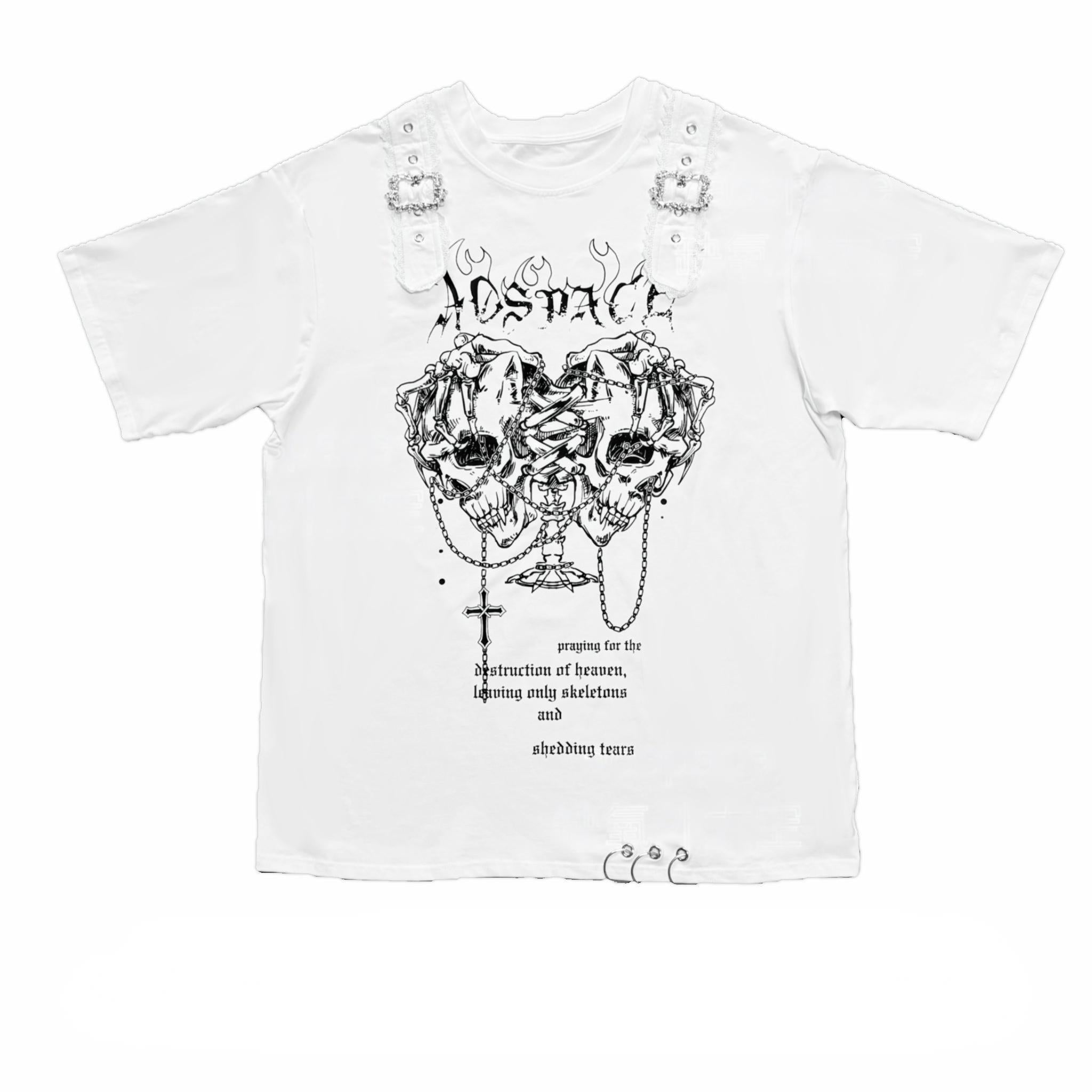 Jirai Kei Top Double Skull Print Short Sleeve Top – Honey Wardrobe