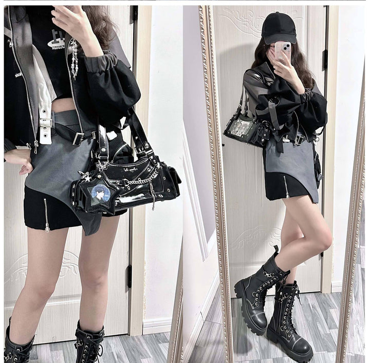 Punk Studded Ita Bag, Clear Window & Star Pouch 45416:847498