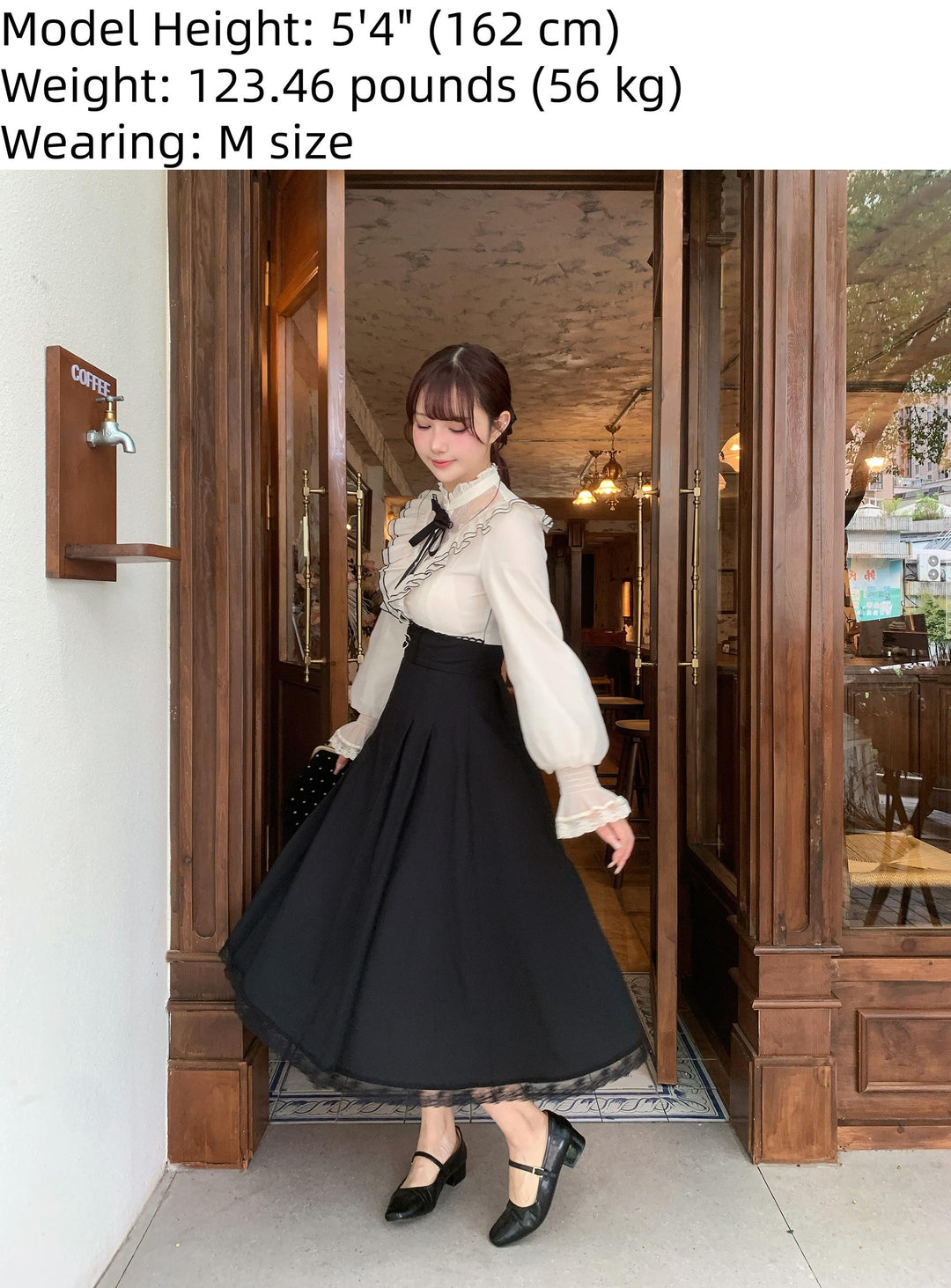 Mid-Calf Length Seiso Kei Fake Two Piece Dress 43882:789487