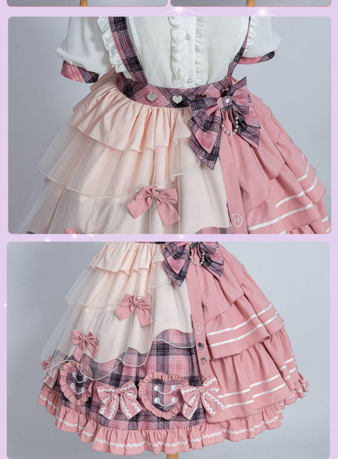 Lolita Dress Suspender Skirt Set Sweetheart Plaid Outfit 37004:544368 37004:544368