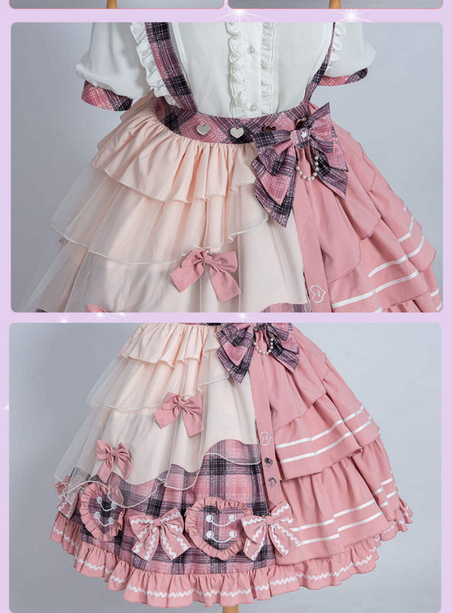 Lolita Dress Suspender Skirt Set Sweetheart Plaid Outfit 37004:544368