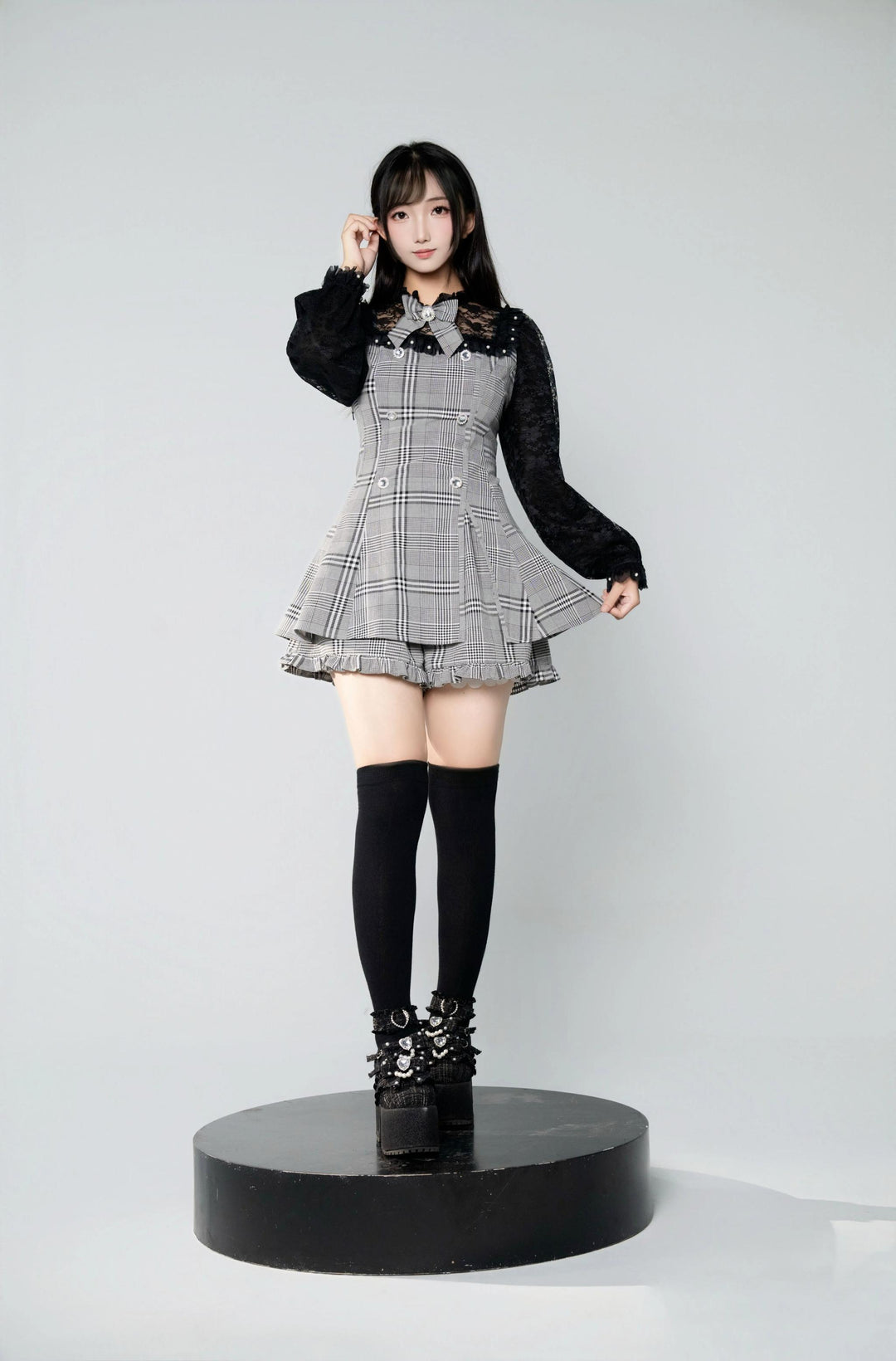 Jirai Kei Dress Set, Lace and Rhinestone 43844:786627