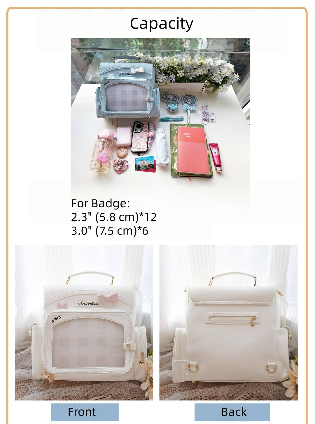 Kawaii Ita Bag with Crossbody Strap, Clear Window 45414:846824