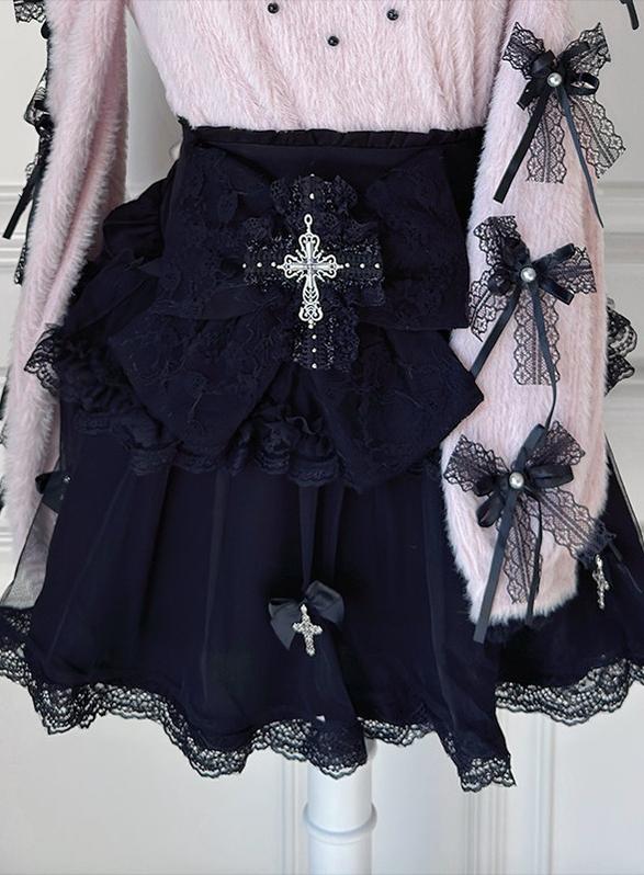 Jirai Kei Open Shoulder Plush Sweater, Tiered Skirt (2XL L M XL) 44565:813081