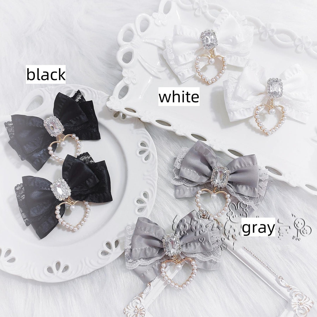 Jirai Kei Hair Clip, Heart-shaped Pendant (Gray) 43762:784547