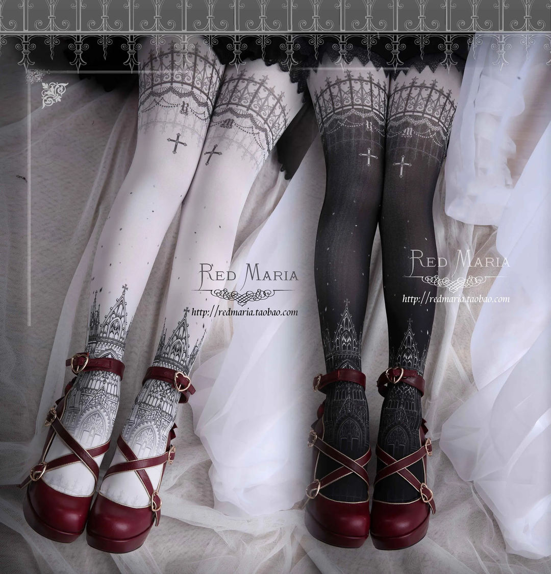 Lolita Multicolor Socks Gothic Church Printed Tights 32146:423924 32146:423924