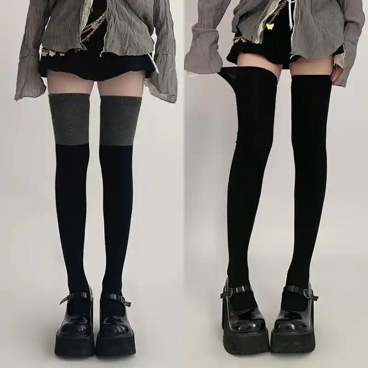 JK Thigh-high Socks Black Knee-high Socks Winter Stockings 40884:698428