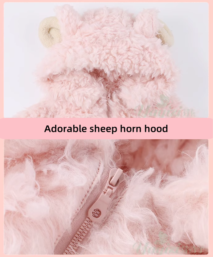 Kawaii Winter Coat Sheep Horn Hooded Coat Plush Coat 41060:685454