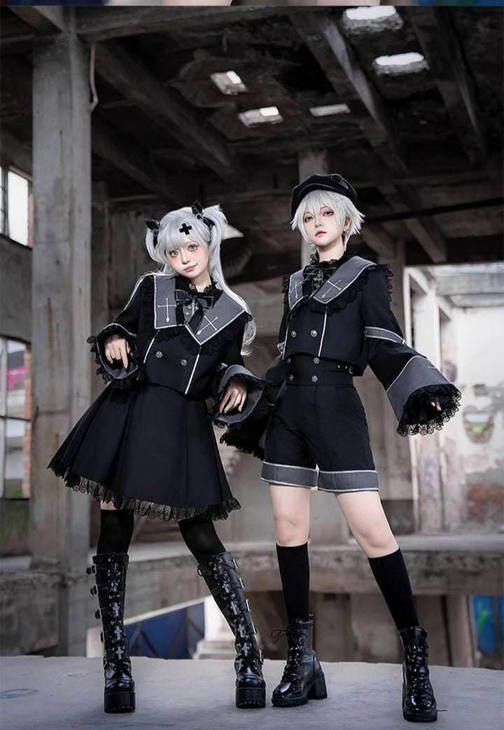 Ouji Lolita Outfit Set with Embroidery Jacket & Dress 43037:764880