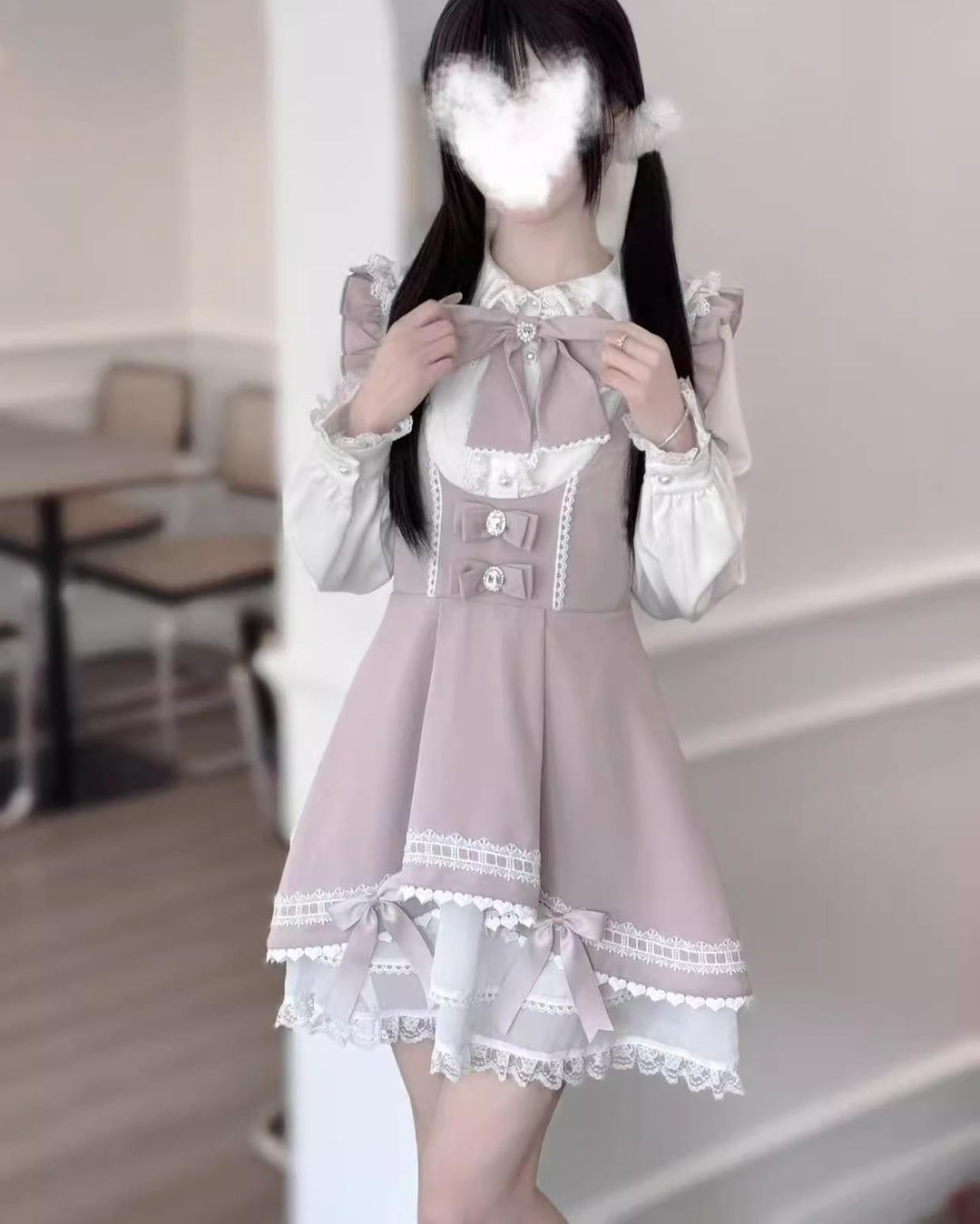 Jirai Kei Dress Set Bunny Ear Blouse Suspender Skirt Set 41440:699192