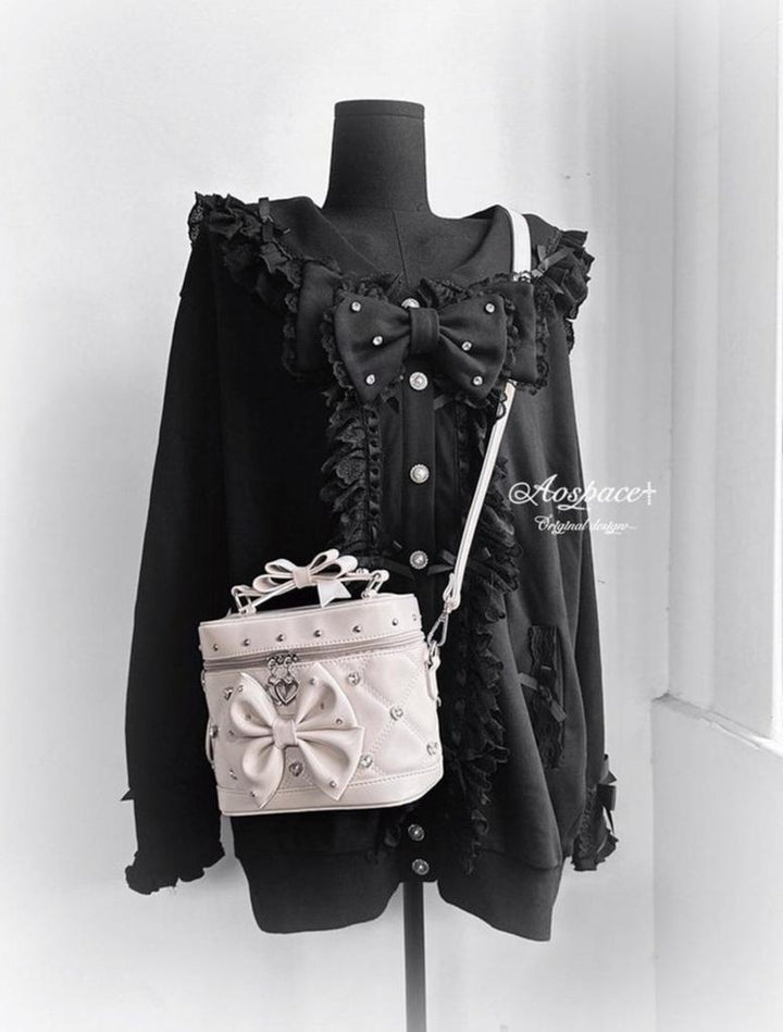 Rhinestone Boxy Handbag, Detachable Crossbody Strap 44768:850678