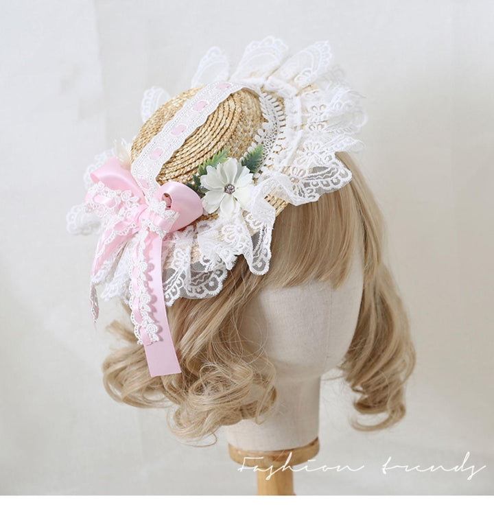 Mori Kei Straw Hat Lolita Strawhat Handmade Elegant Strawhat 36432:522342 36432:522342