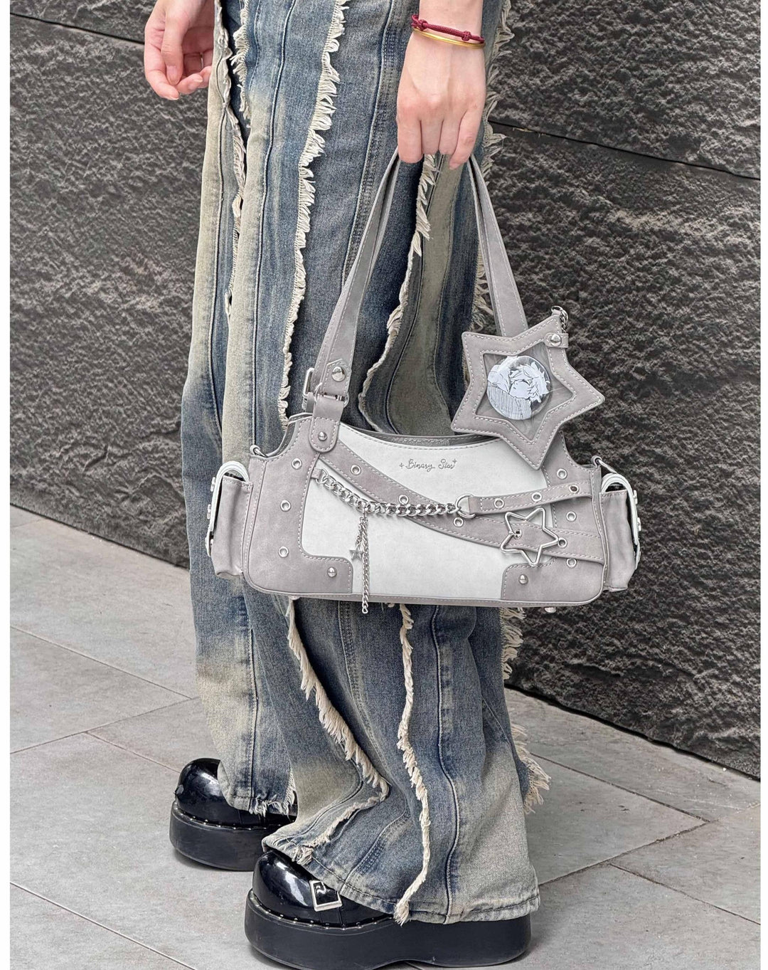 Punk Studded Ita Bag, Clear Window & Star Pouch 45416:847490