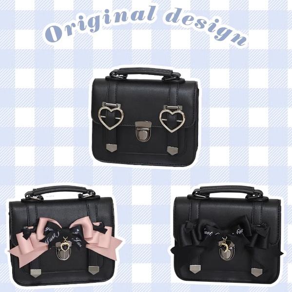 Jirai Kei Japanese Heart JK Uniforms Bow Tie Black Bag 22512:334186