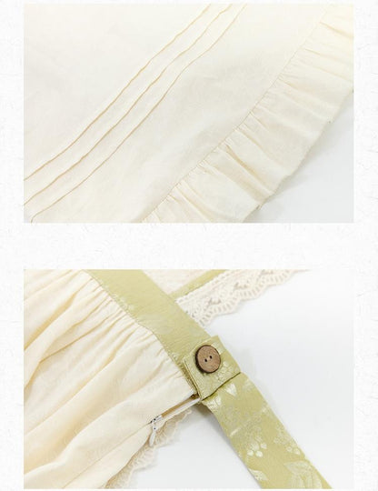 Cottagecore Dress Mori Kei Dress Set Embroidered Cotton Set 36238:527624