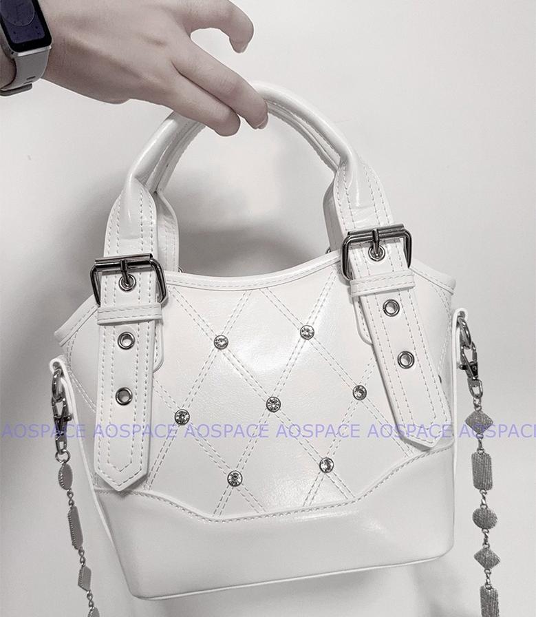 Oil-waxed Leather Jirai Kei Cross-body Bag, Detachable Strap 44161:798500