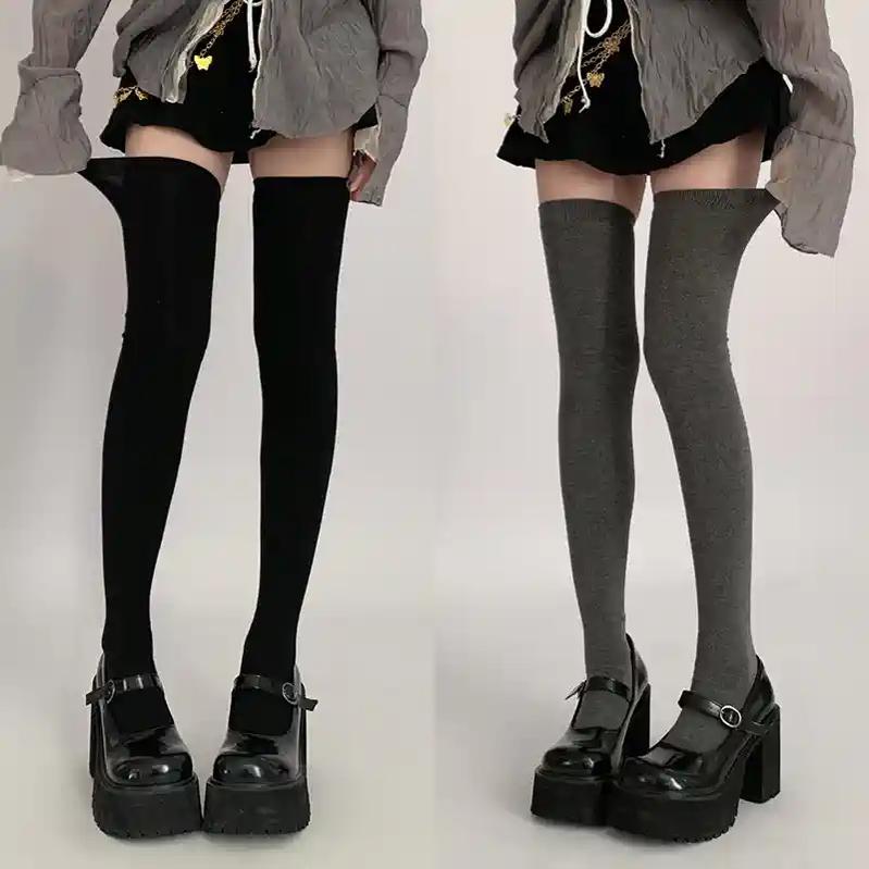 JK Thigh-high Socks Black Knee-high Socks Winter Stockings 40884:698426