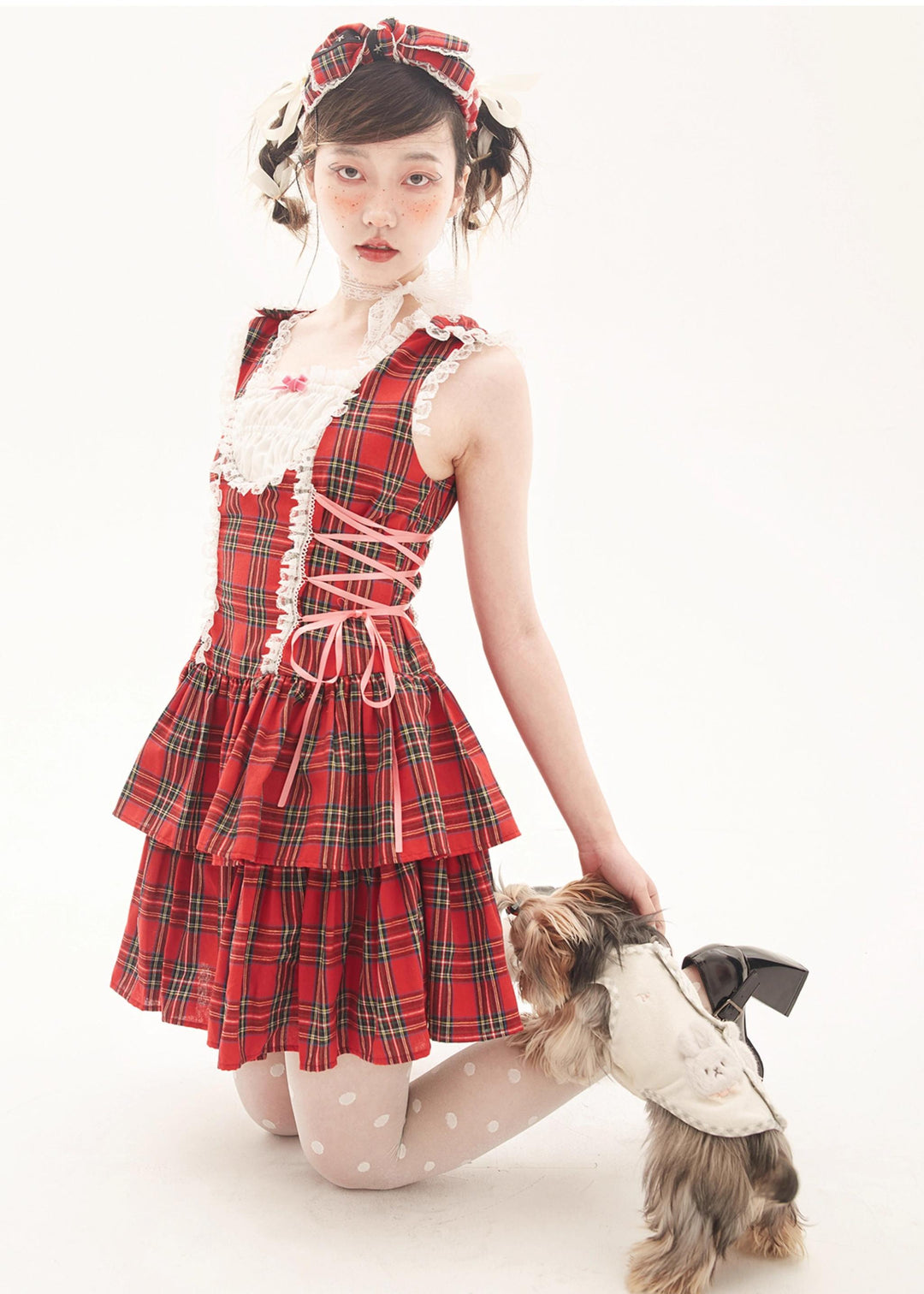 Lolita Dress Retro Red Plaid Dress Cool Girl Dress 36162:543468 36162:543468