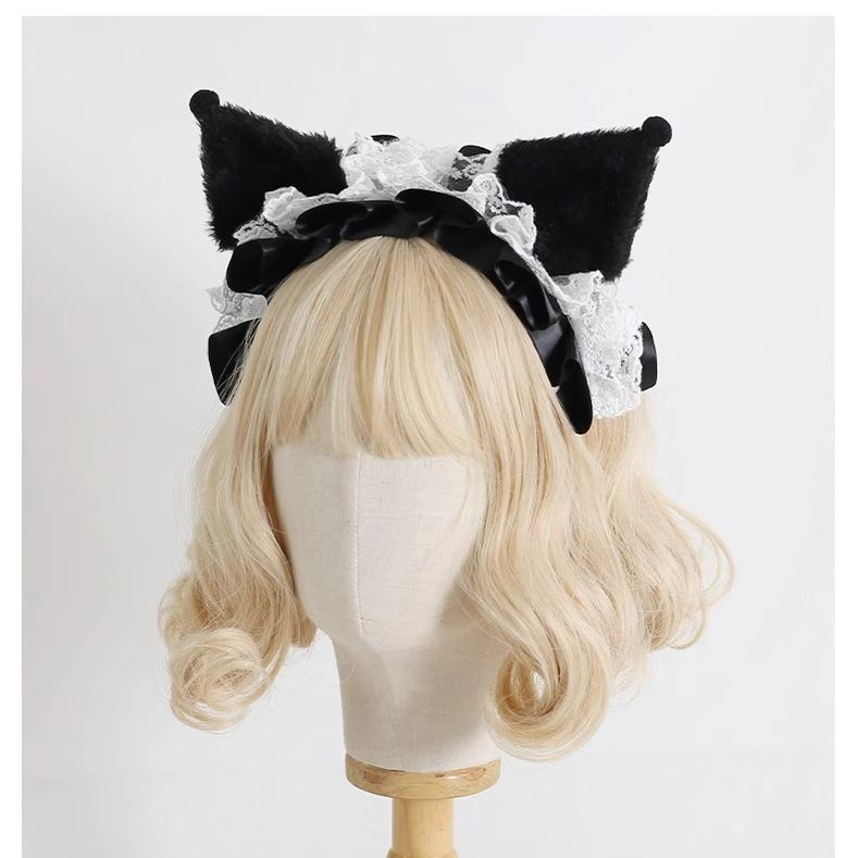 Jirai Kei Kawaii Hairband Lolita Bow Black Animal's Ear Girl Hairband 28938:363214 28938:363214