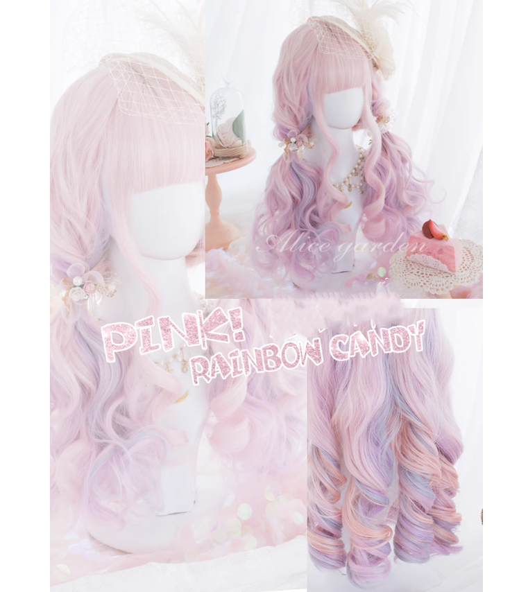 Lolita Wig Fairy Kei Wig Rainbow Wig Pink Wig 31726:497168 31726:497168