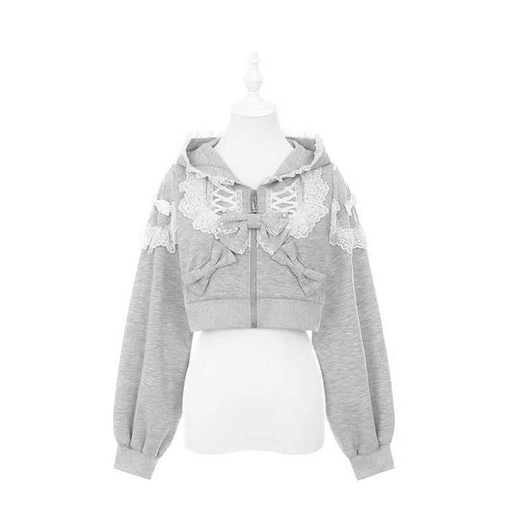 Lace Ryousangata Hoodie Outfit, Zipper Closure (L M S) 43812:786270