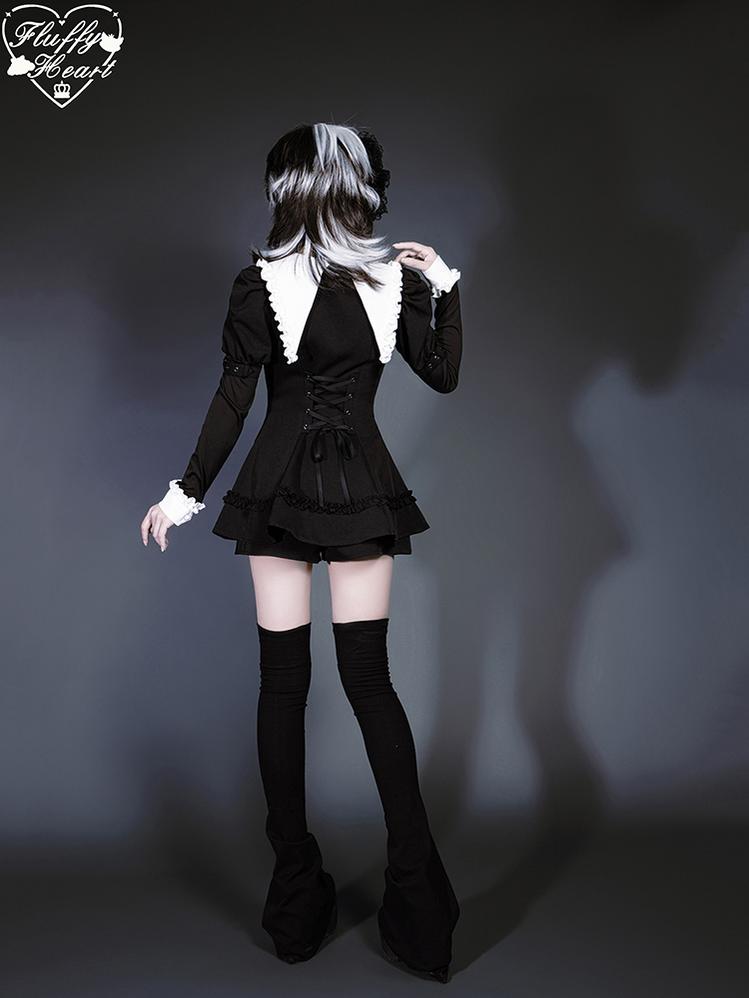 Jirai Kei Dress Set Puritan Collar Dress And Shorts Setup 40752:677266