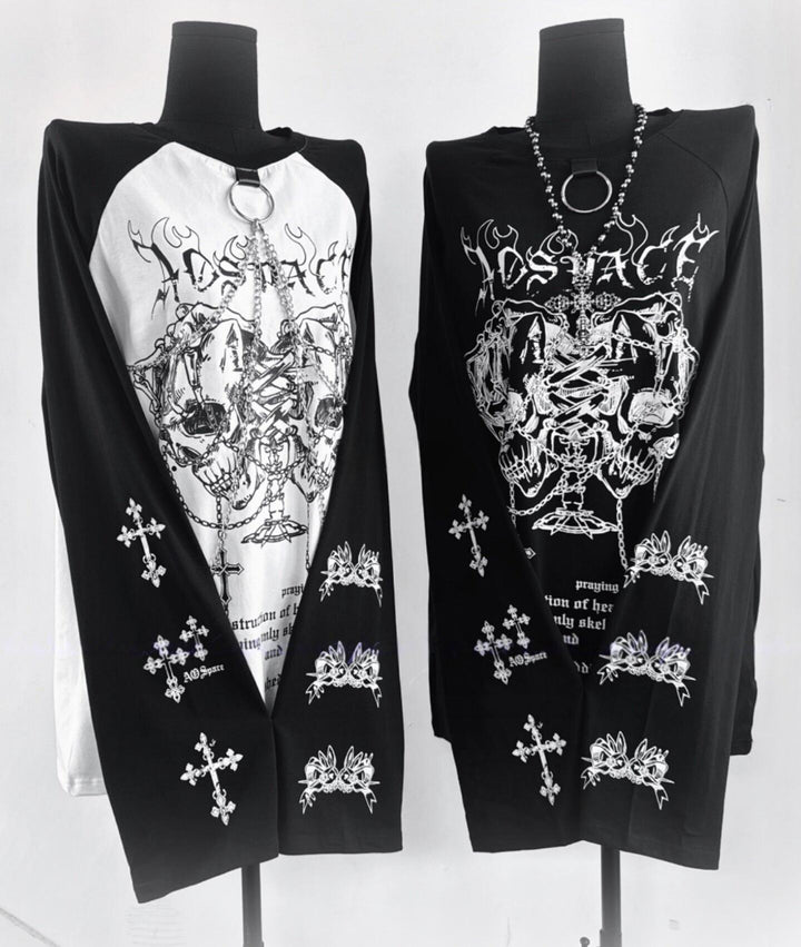 Sub-Culture Long-Sleeved T-Shirt, Detachable Front Chains 44767:826023