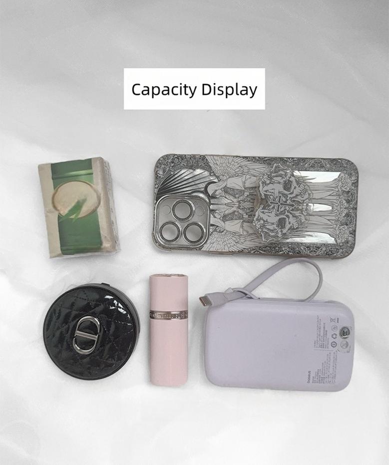 Oil-waxed Leather Jirai Kei Cross-body Bag, Detachable Strap 44161:798487