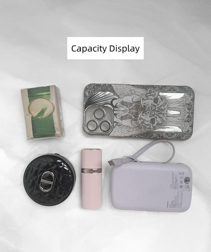 Oil-waxed Leather Jirai Kei Cross-body Bag, Detachable Strap 44161:798487