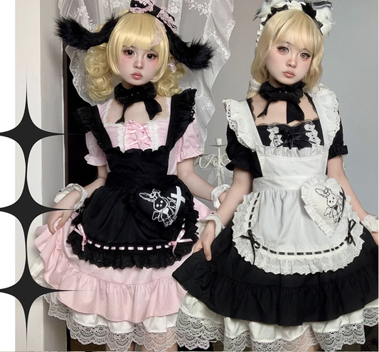 Sweet Lolita Dress Maid Apron Outfit Sweet Color-Block Dress 37560:564242