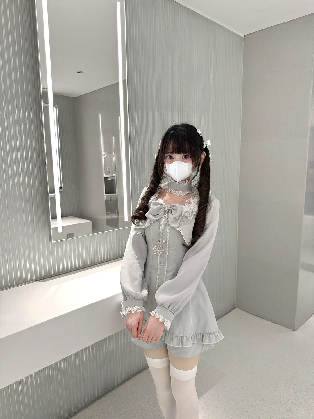 Jirai Kei Long Sleeves Dress, Pocketed Shorts 44197:808141