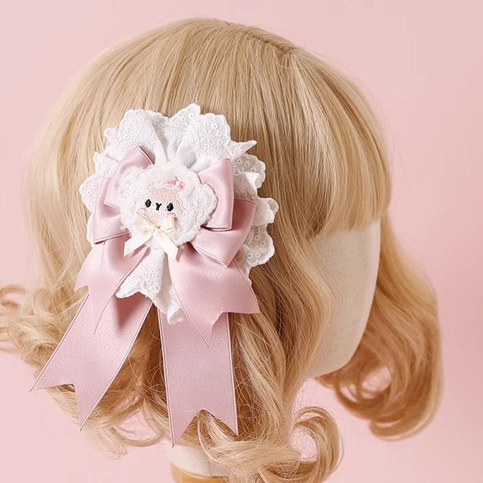 Jirai Kei Lolita Lace Hairband Sweet Sheep Brooch Hair Clip 28940:342766 28940:342766