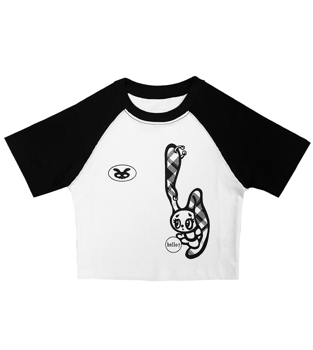 Gyaru Cotton T-Shirt with Raglan Sleeve Otaku Culture Print (L M S) 42550:761517