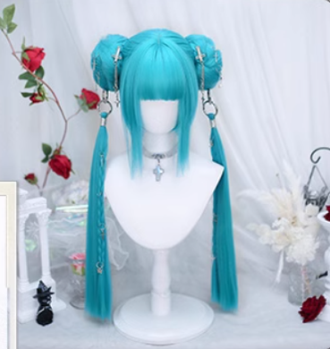 Lolita Wig Anime Wig Short Straight Hairpiece With Natural Ponytail 35882:506062