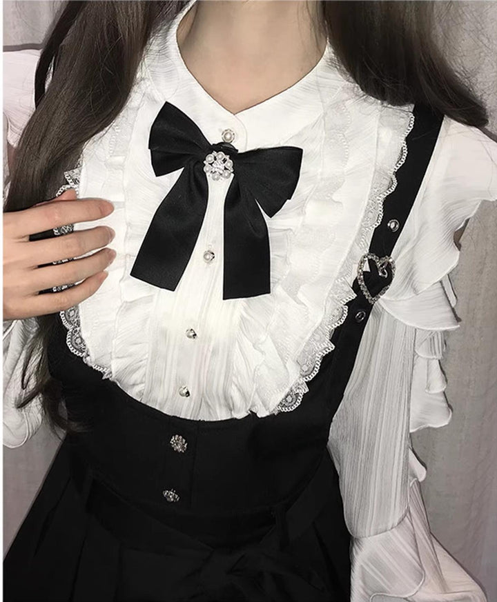Jirai Kei Suspender Skirt, Open-Shoulder Shirt 45100:835057