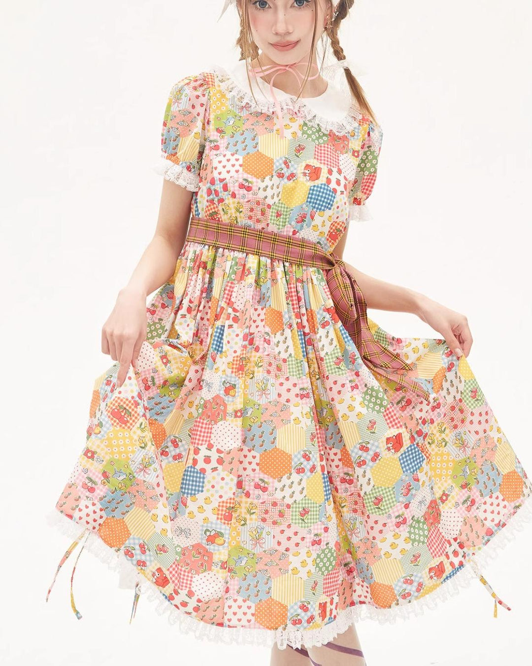 Sweet Lolita Dress Kidcore Floral Dress Drawstring Dress 36156:543434 36156:543434