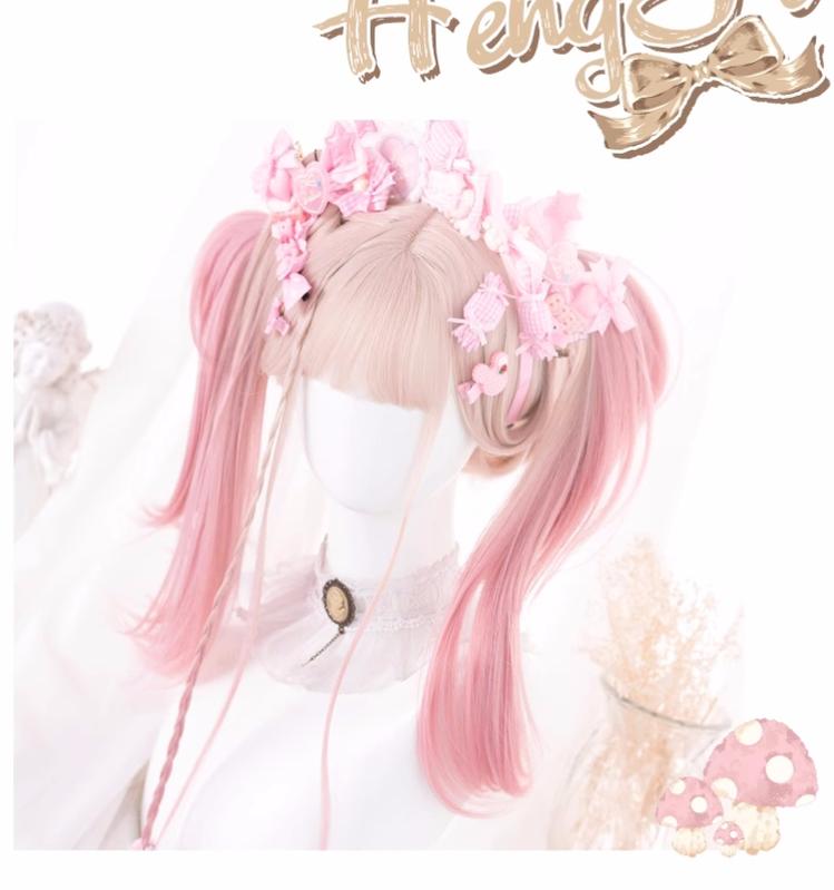 Lolita JK Pink Wig Gradient Long Woman Hairpiece 31716:367560 31716:367560