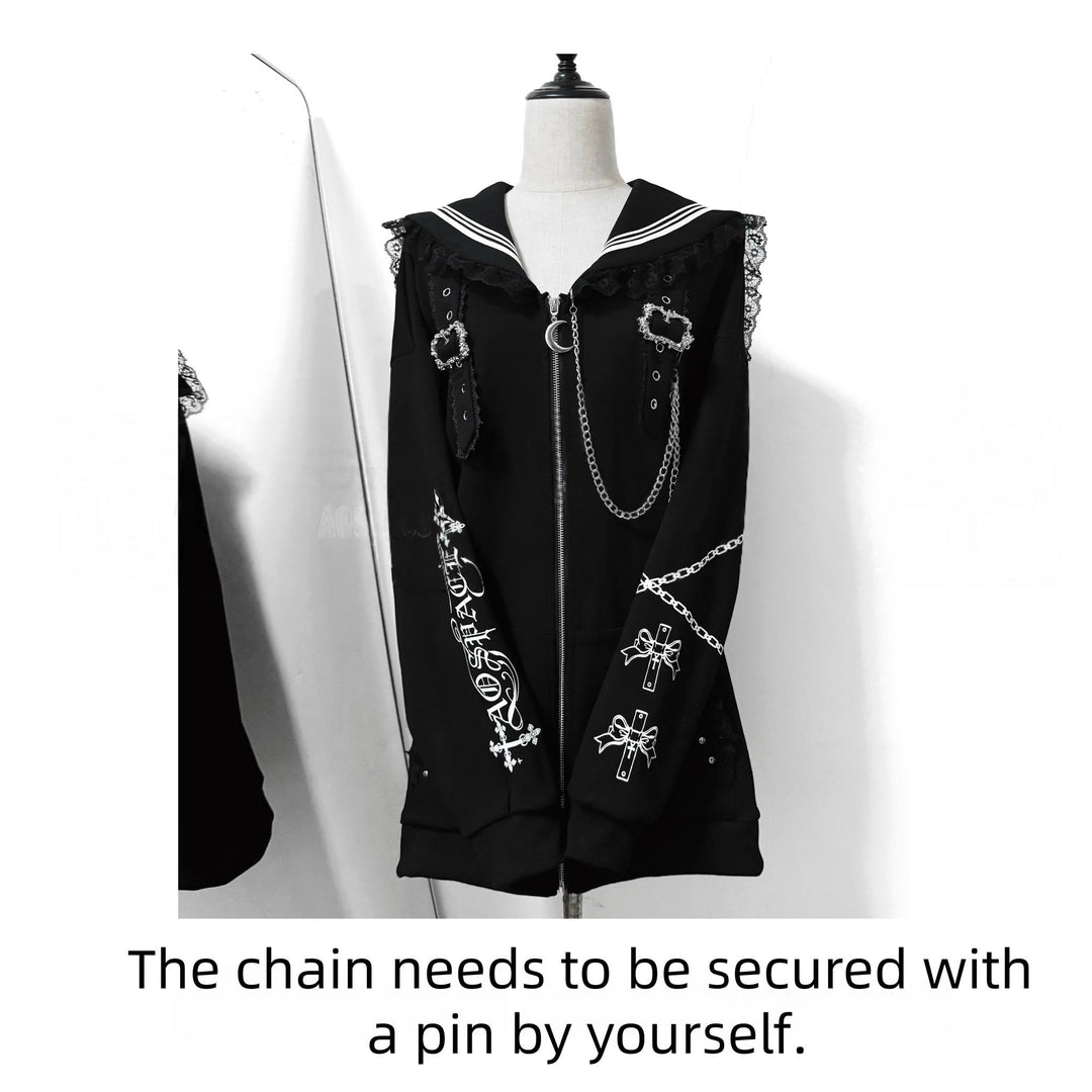 Subculture Sailor Collar Jacket, Chain Accents 43824:787409