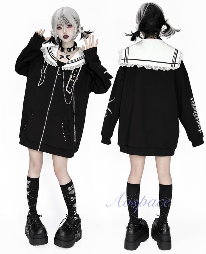 Subculture Sailor Collar Jacket, Chain Accents 43824:787406
