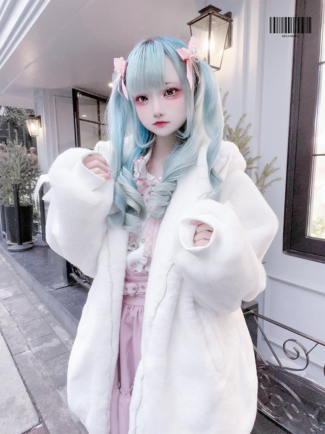 Jirai Kei Winter Coat Cat Ear Hoodie Thick Fleece Coat 40956:682350